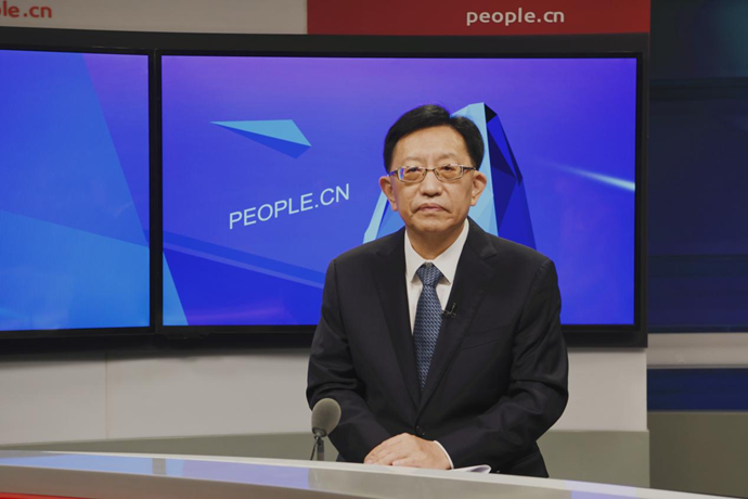 中國(guó)節(jié)能環(huán)保集團(tuán)有限公司黨委書(shū)記、董事長(zhǎng)宋鑫做客人民網(wǎng)。人民網(wǎng)記者 王曉嘯 攝